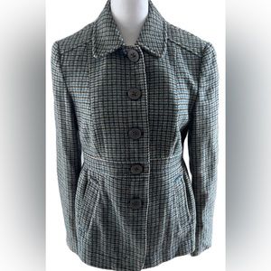 Banana Republic Women's Linen Wool Blue Grey Lined Jacket Blazer Size 8